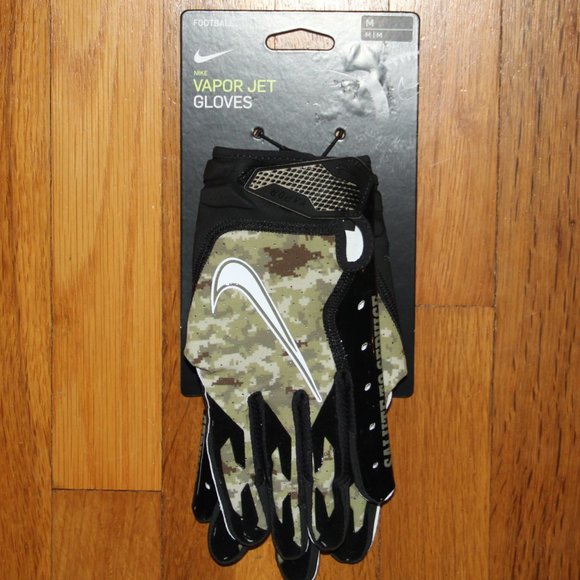 Nike Vapor Jet Salute To Service NFL Football Gloves Mens M Camo New - Picture 4 of 5
